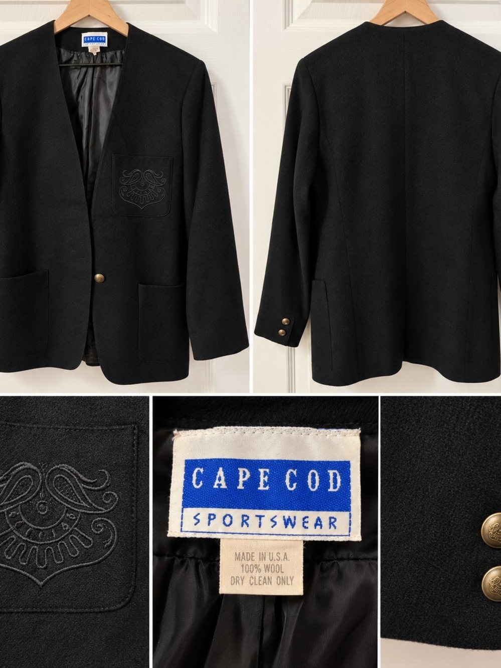 Black Wool Pea Coat - V-Neck Single-Button Peacoat
